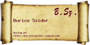 Burics Szidor névjegykártya